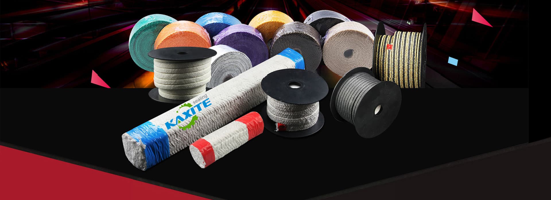 Pletená ucpávka z grafitu a PTFE pro těsnění vřetene ventilu